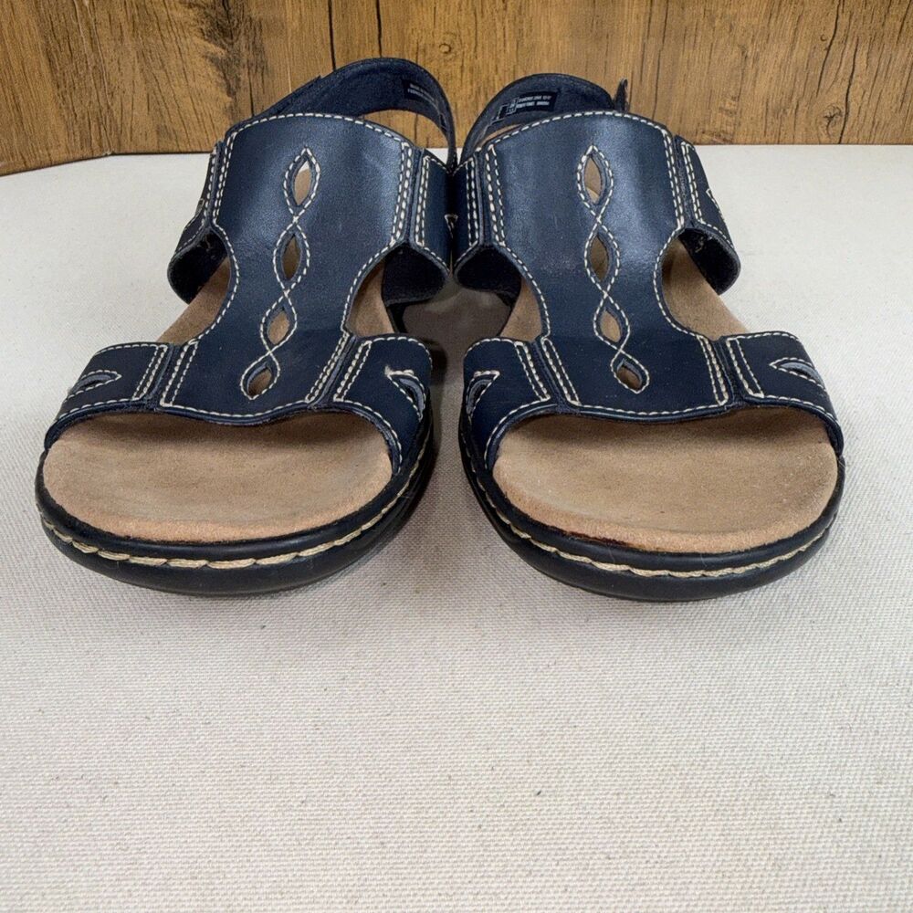 Clark’s Collection Women’s Leisa Lakelyn Sandal Slingback Navy Leather 9M - Picture 5 of 9
